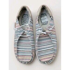 Hey Dude Wendy Size 6 Womens Shoes With Labels Pink, Tan, Blue, Tan Heel